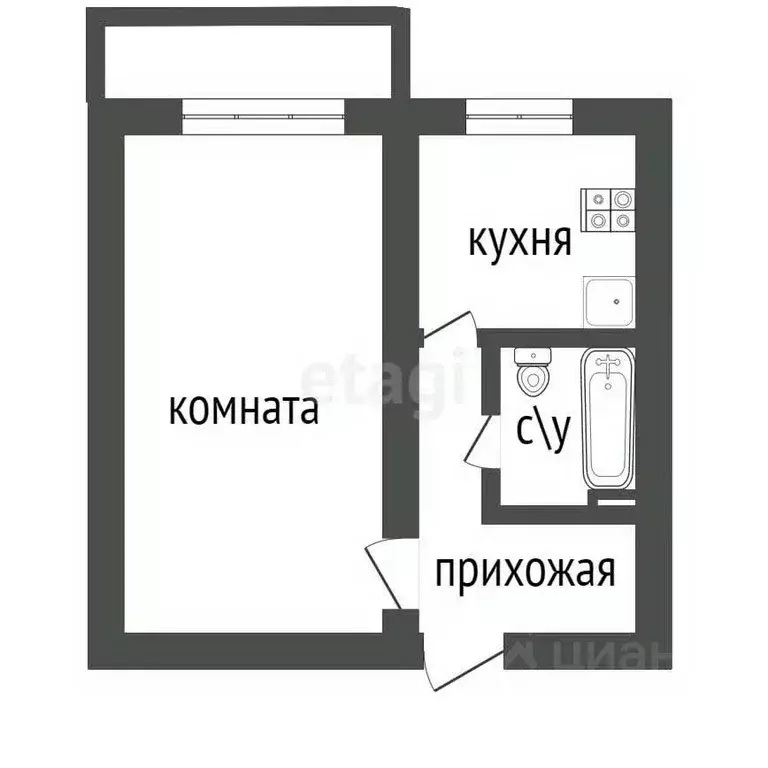 1-к кв. Ульяновская область, Ульяновск ул. Можайского, 14 (30.4 м) - Фото 1