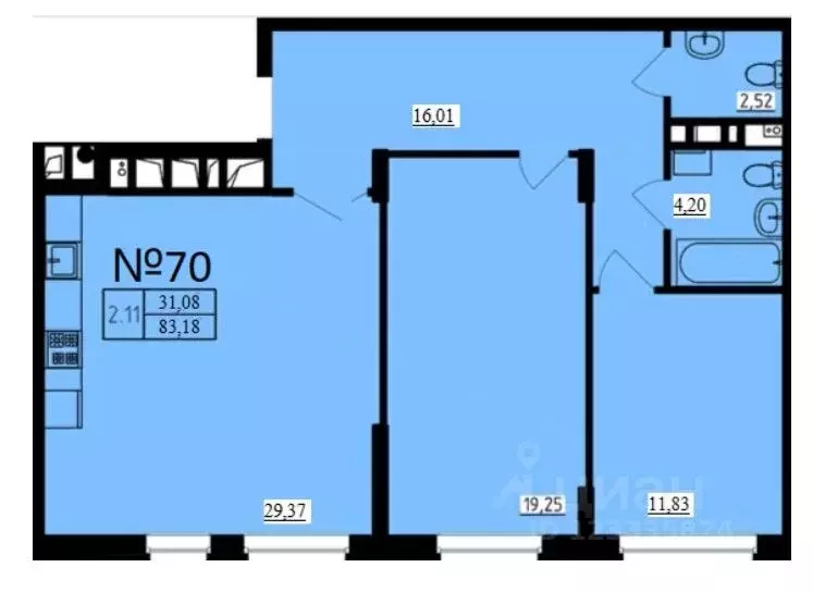 2-к кв. Тульская область, Тула пер. Шевченко, 5 (83.2 м) - Фото 1