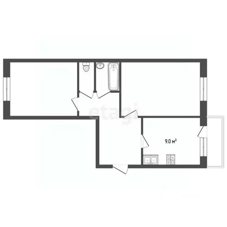 2-к кв. Ярославская область, Рыбинск ул. Ворошилова, 18 (53.1 м) - Фото 2