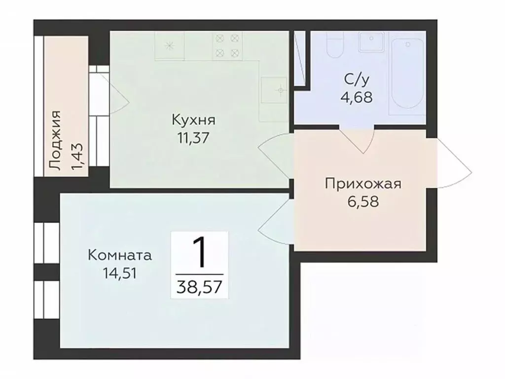 1-к кв. Воронежская область, Воронеж ул. Матросова (38.57 м) - Фото 0
