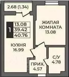 1-к кв. Оренбургская область, Оренбург ул. Ильи Глазунова, 21 (40.76 ... - Фото 0