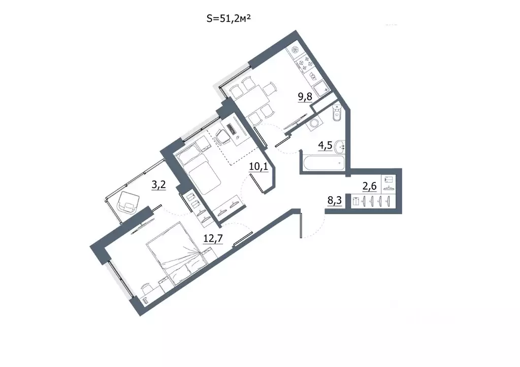 2-к кв. Карелия, Петрозаводск проезд Внутриголиковский (51.2 м) - Фото 1