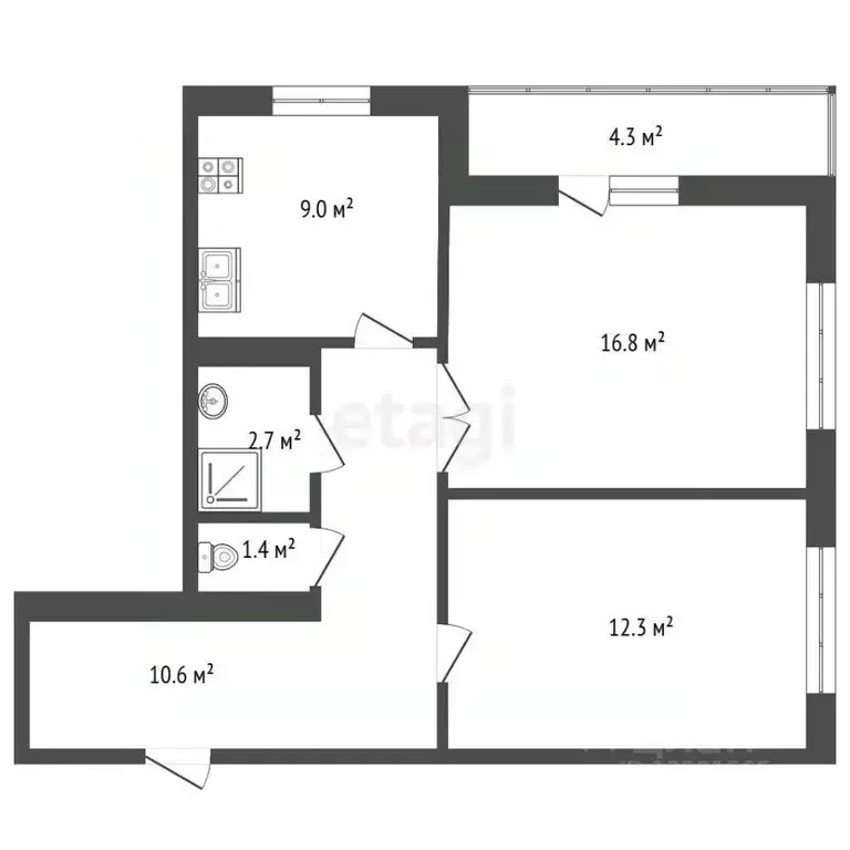 2-к кв. Челябинская область, Миасс ул. 8 Июля, 24 (52.8 м) - Фото 2