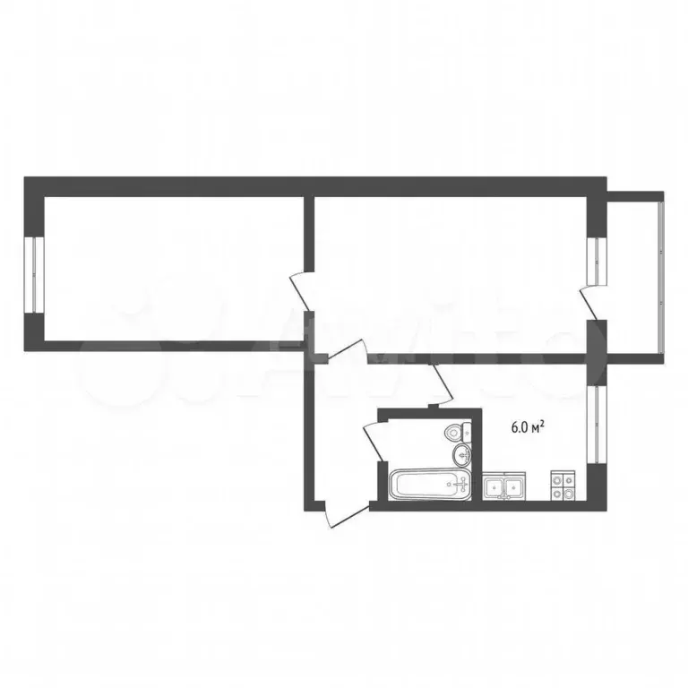 2-к. квартира, 43,9 м, 4/5 эт. - Фото 0