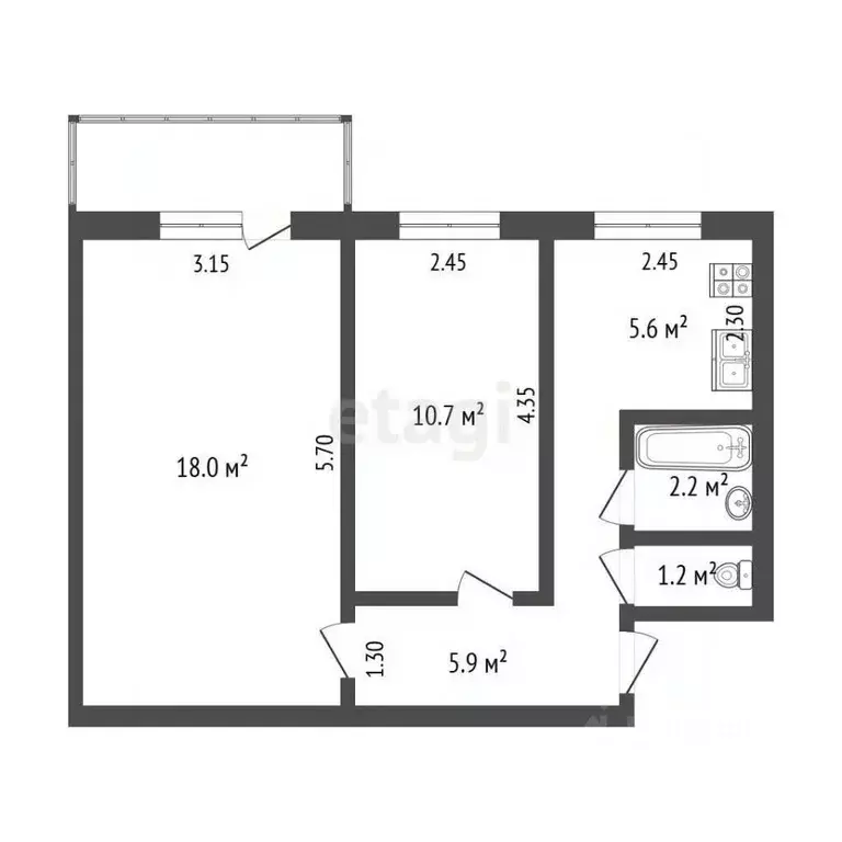 2-к кв. Самарская область, Самара просп. Ленина, 10 (42.8 м) - Фото 2