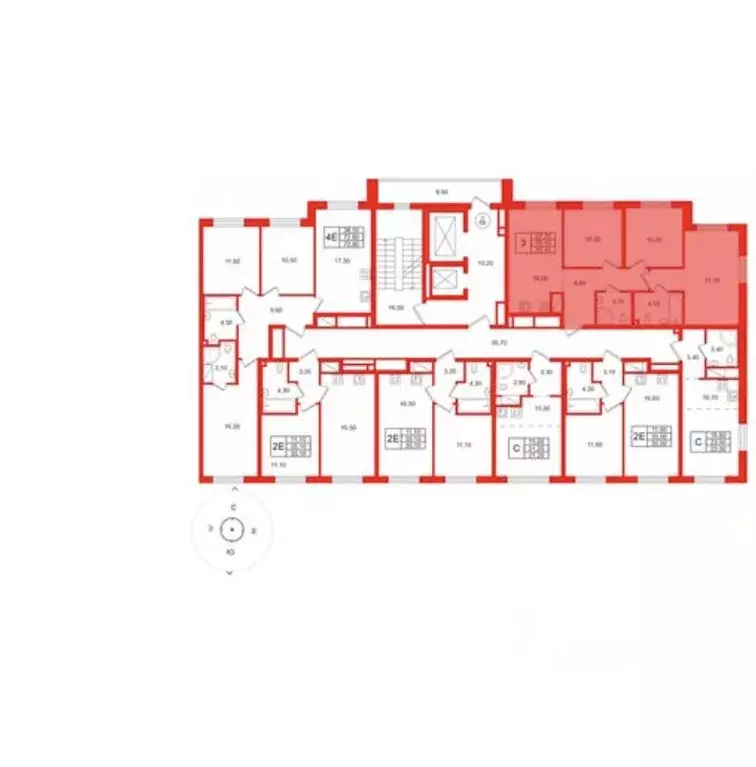 3-к кв. Санкт-Петербург Партизанская ул., 5 (69.8 м) - Фото 2
