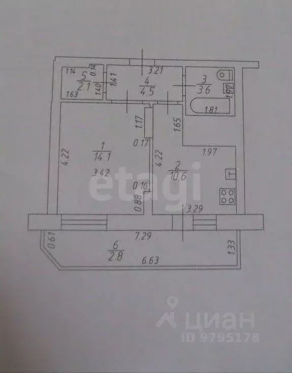 1-к кв. Татарстан, Казань ул. Чингиза Айтматова, 1 (37.0 м) - Фото 2