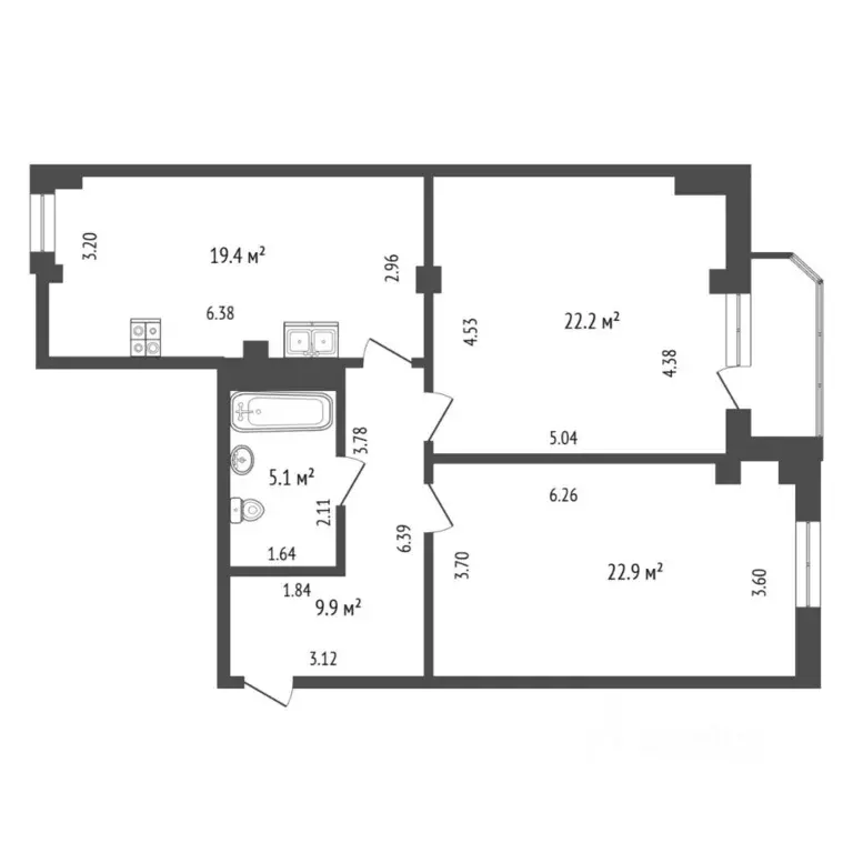 2-к кв. Тюменская область, Тюмень Харьковская ул., 59/4 (79.5 м) - Фото 2