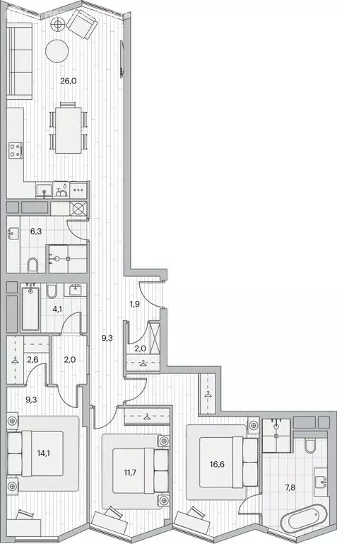 3-комнатная квартира: Москва, Береговой проезд, 2к1 (105 м) - Фото 1