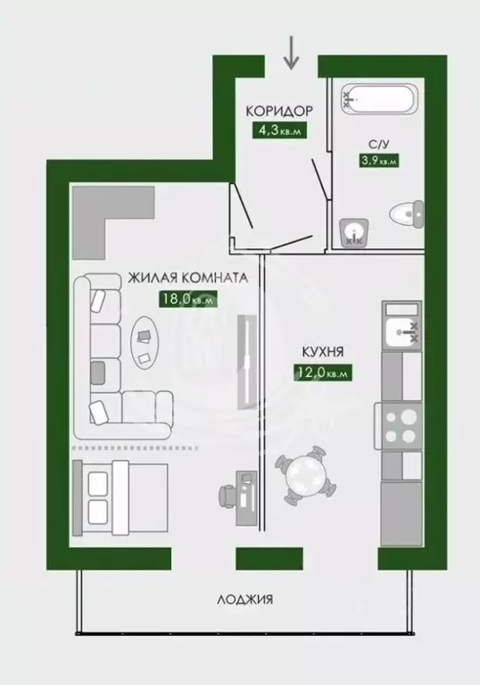 1-к кв. Алтайский край, Барнаул Северный Власихинский проезд, 114 ... - Фото 2