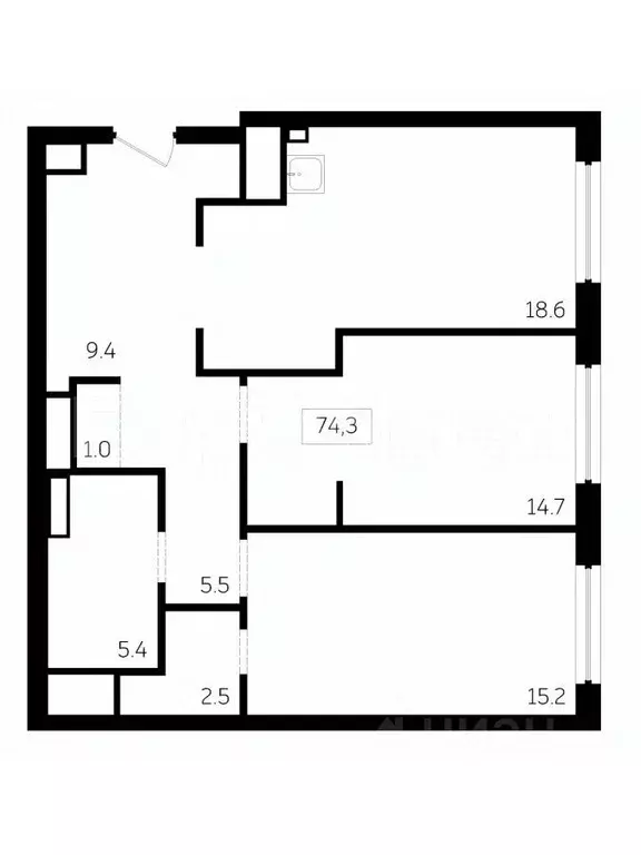 2-к кв. Москва Шелепихинская наб., 34к3зд6 (74.3 м) - Фото 1