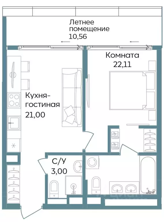 2-к кв. Крым, Саки ул. Морская (56.67 м) - Фото 0