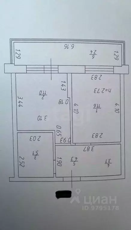 1-к кв. Татарстан, Казань ул. Аделя Кутуя, 100 (35.1 м) - Фото 2