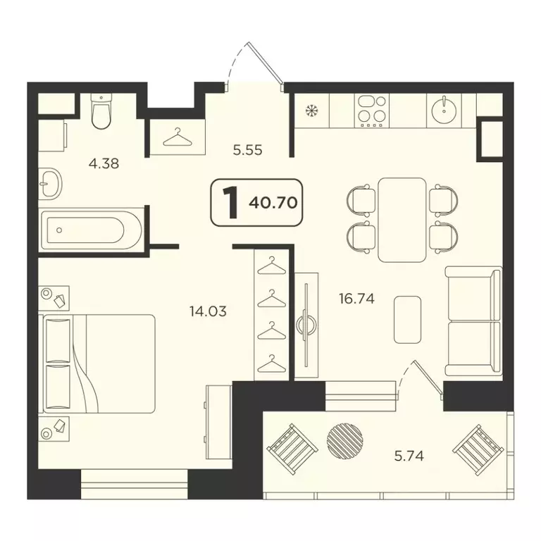 1-к кв. Тюменская область, Тюмень Горизонт жилой комплекс (40.7 м) - Фото 0