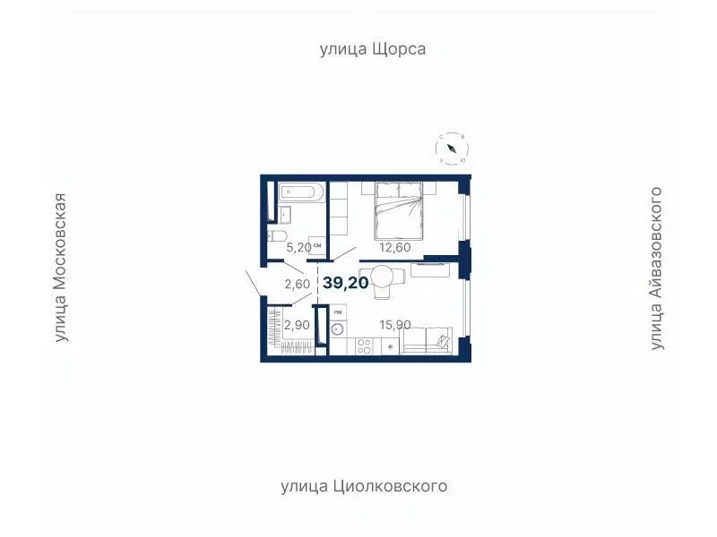 1-к кв. Свердловская область, Екатеринбург ул. Московская, 251 (39.2 ... - Фото 0
