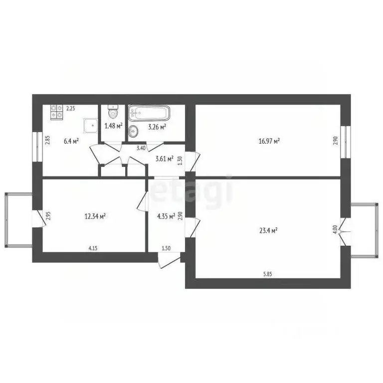 3-к кв. Севастополь ул. Большая Морская, 38 (72.4 м) - Фото 2