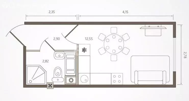 Квартира-студия: Казань, улица Дежнёва, 2к2 (18 м) - Фото 1