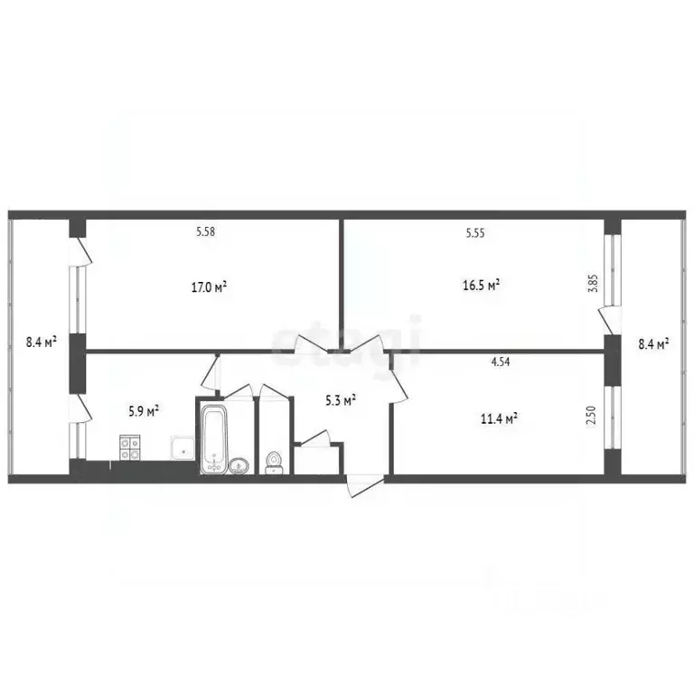 3-к кв. Крым, Ялта муниципальный округ, Гурзуф пгт ул. 60 лет СССР, 18 ... - Фото 1