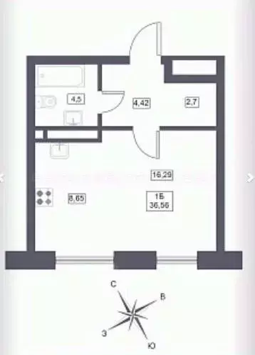 1-к кв. Татарстан, Казань ул. Галиаскара Камала, 39 (34.6 м) - Фото 2