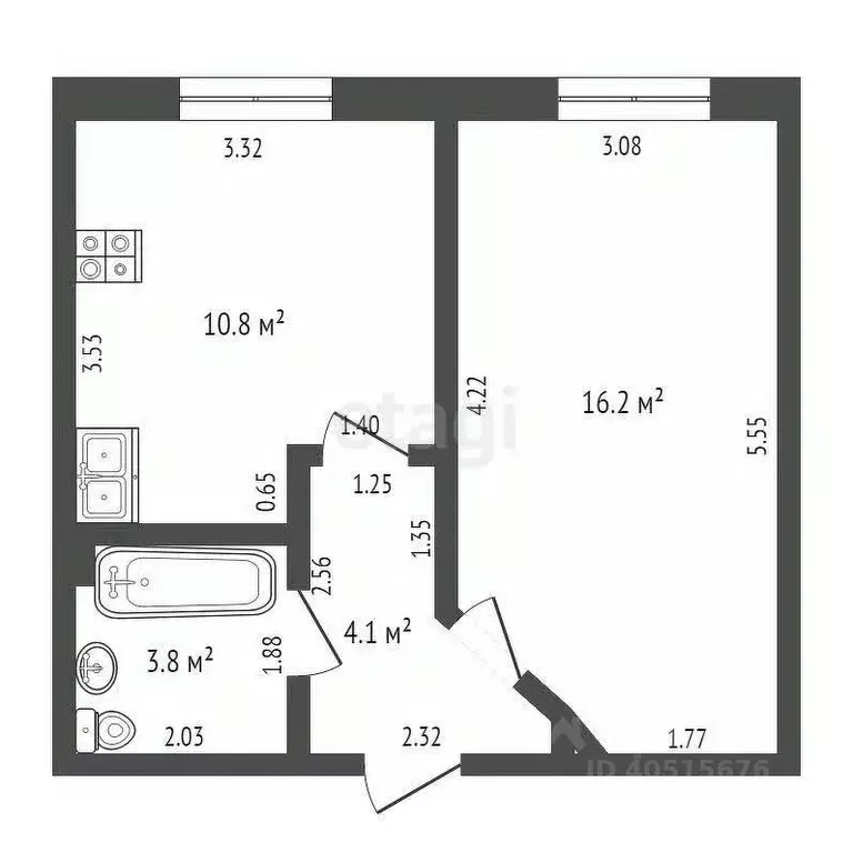1-к кв. Татарстан, Альметьевск ул. Шевченко, 7 (34.9 м) - Фото 2