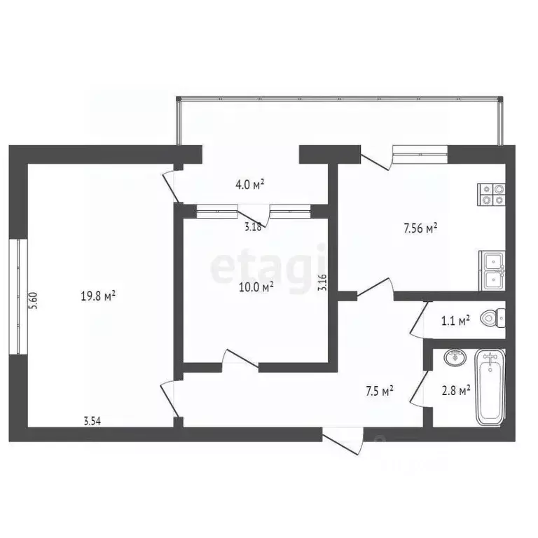 2-к кв. Севастополь ул. Боцманская, 2 (52.8 м) - Фото 1