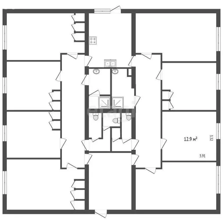 1к в 8-комнатной квартире (12.9 м) - Фото 1