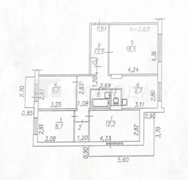 4-к кв. Кемеровская область, Новокузнецк ул. Тольятти, 29 (77.2 м) - Фото 2