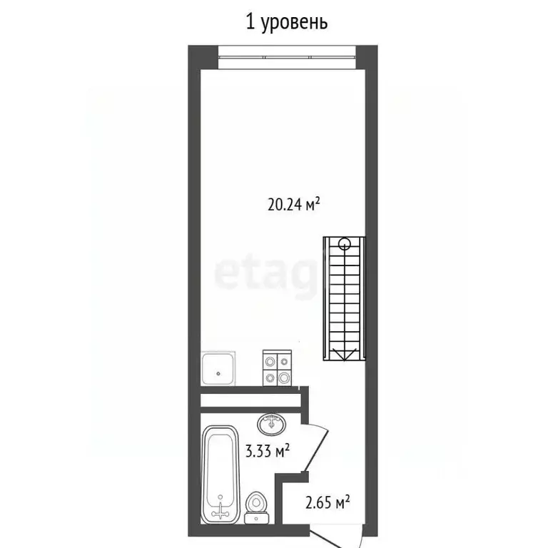 Студия Тюменская область, Тюмень ул. Павла Никольского, 14 (40.0 м) - Фото 2