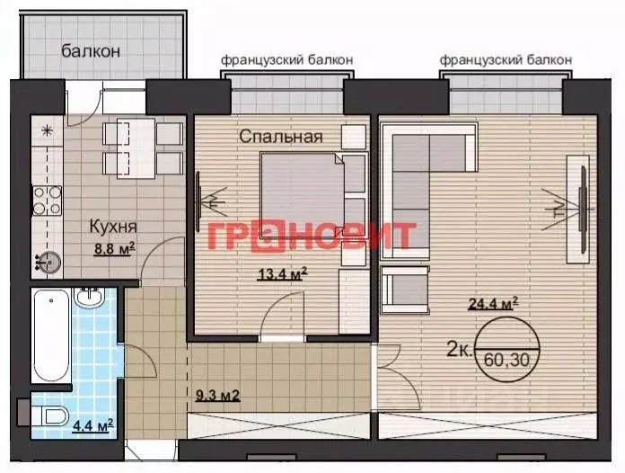 3-к кв. Новосибирская область, Новосибирский район, Мочищенский ... - Фото 0