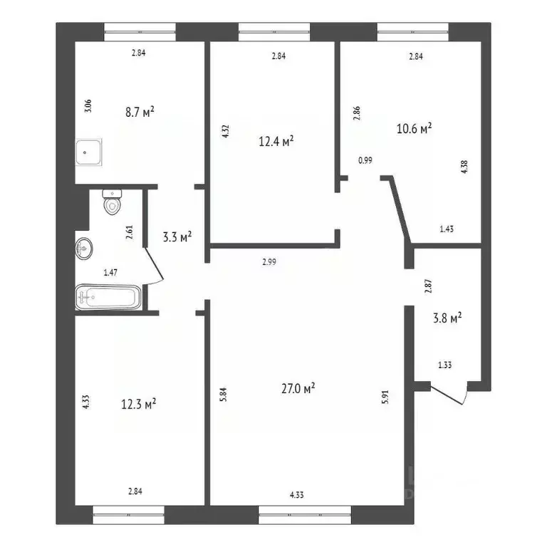 4-к кв. Красноярский край, Красноярск Судостроительная ул., 26 (81.6 ... - Фото 1