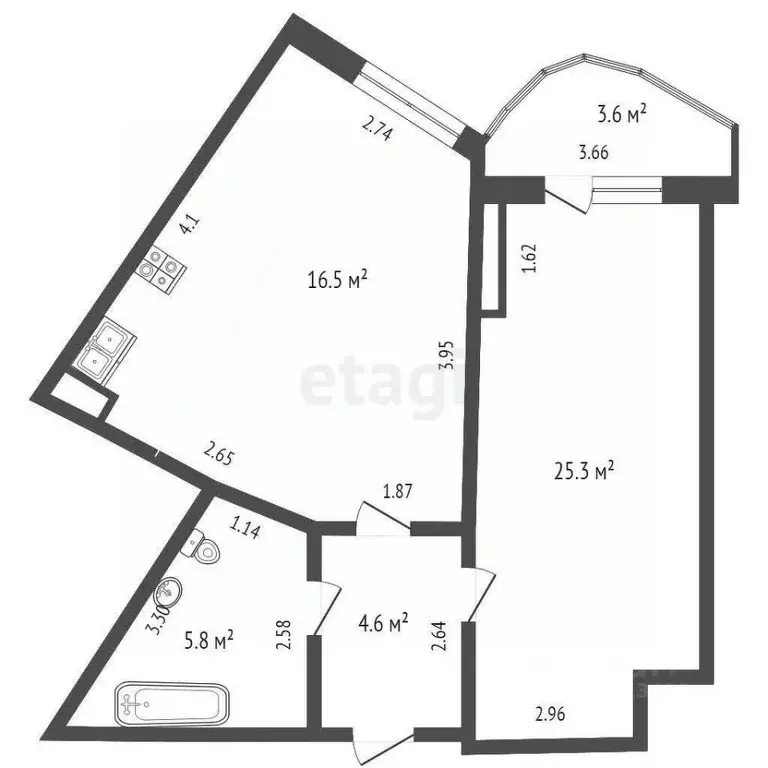 1-к кв. Краснодарский край, Геленджик Приморская ул., 30А (52.2 м) - Фото 1