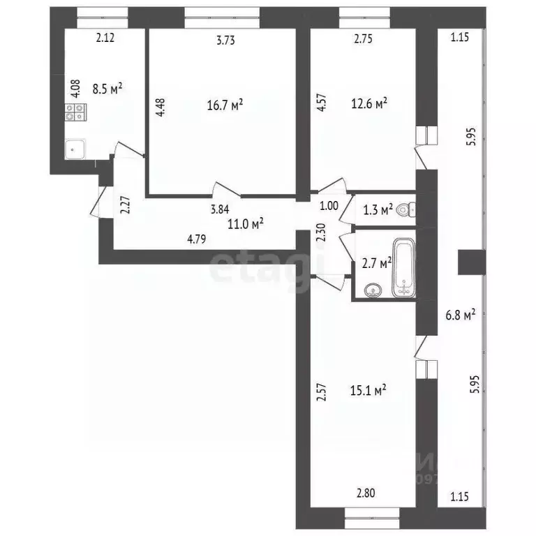 3-к кв. Башкортостан, Стерлитамак Михайловский мкр, ул. Шафиева, 3 ... - Фото 1