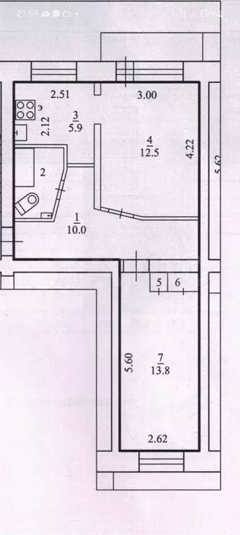 2-к. квартира, 45,8 м, 2/5 эт. - Фото 0