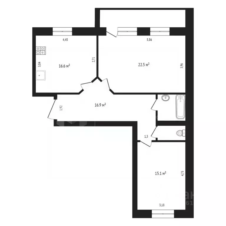 2-к кв. Тюменская область, Тюмень ул. Максима Горького, 3 (85.0 м) - Фото 2
