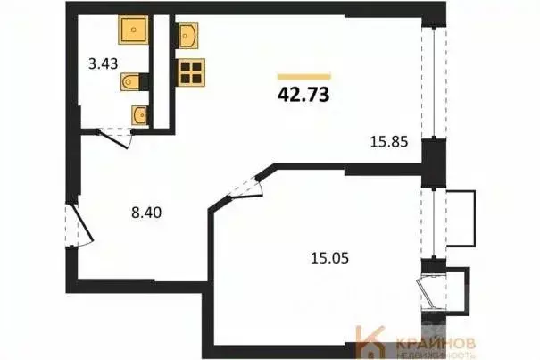 1-к кв. Воронежская область, Воронеж наб. Чуева, 7 (42.73 м) - Фото 0