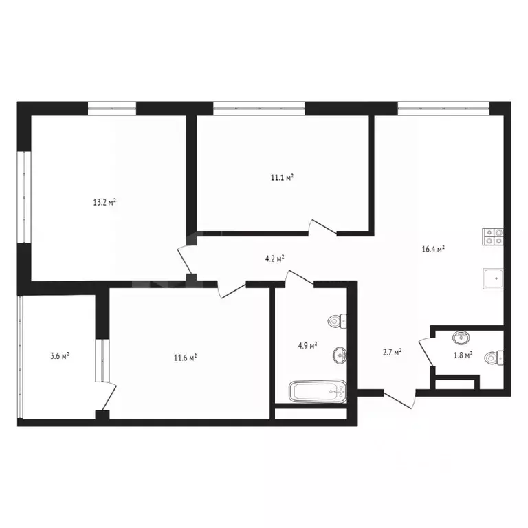 3-к кв. Тюменская область, Тюменский муниципальный округ, д. Патрушева ... - Фото 2