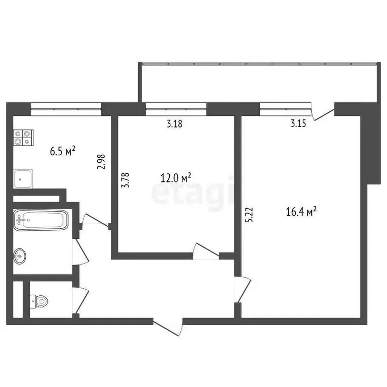 2-комнатная квартира: Белгород, улица 5 Августа, 44 (45.3 м) - Фото 0