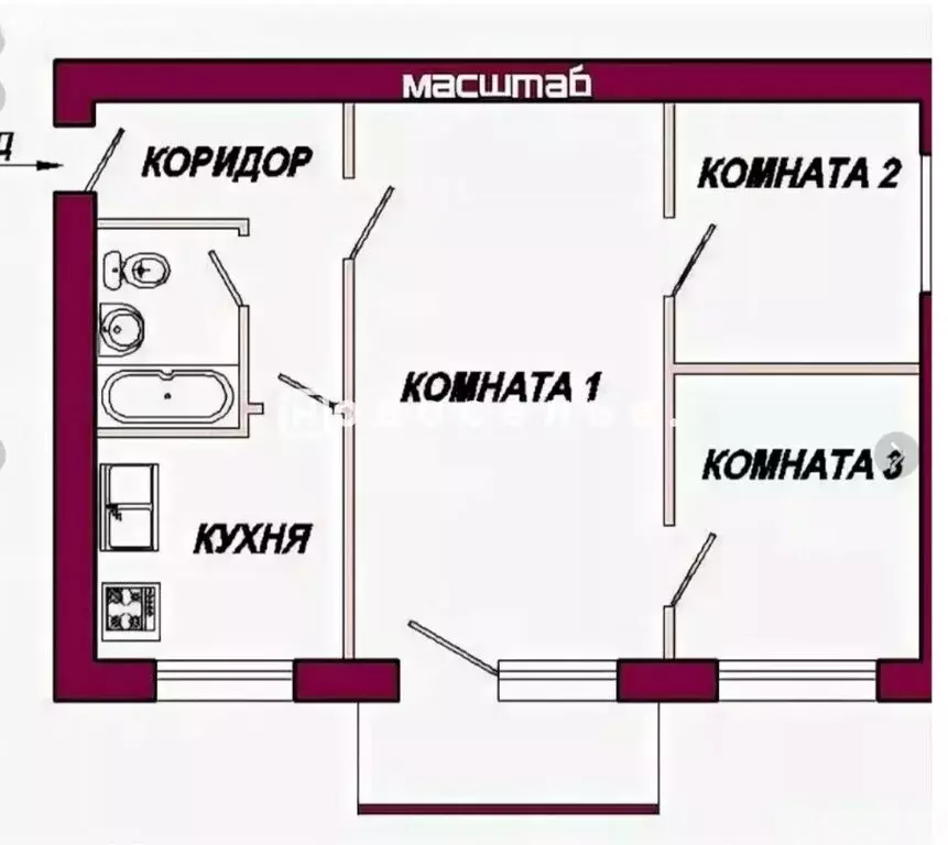 3-комнатная квартира: Рязань, район Приокский, Дачная улица, 5к1 (41.8 ... - Фото 1