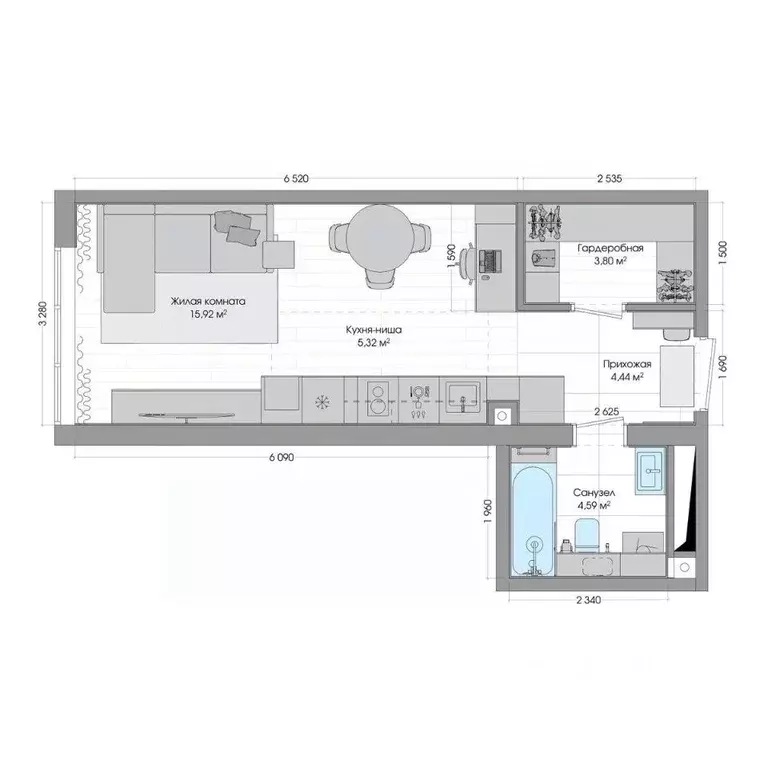 1-к кв. Приморский край, Владивосток ул. Нейбута (34.93 м) - Фото 1