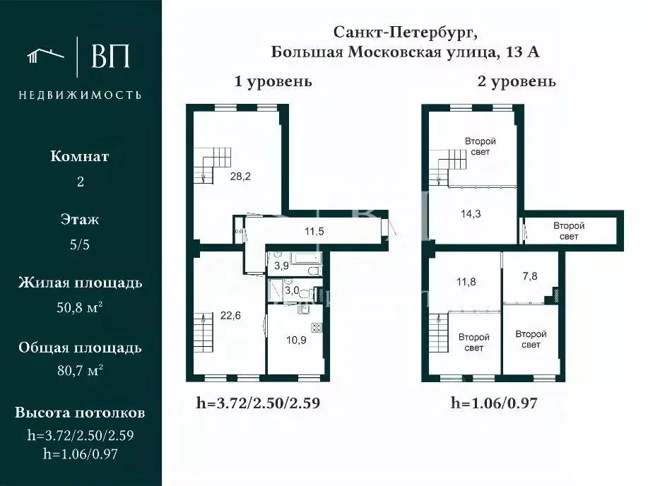 2-к кв. Санкт-Петербург Большая Московская ул., 13 (82.5 м) - Фото 2