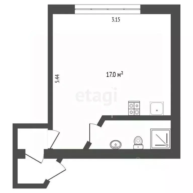 Студия Тюменская область, Тюмень Олимпийская ул., 15 (16.9 м) - Фото 2