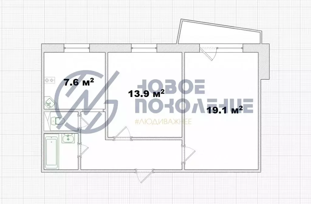 2-к кв. Омская область, Омск ул. Рокоссовского, 30 (52.5 м) - Фото 2