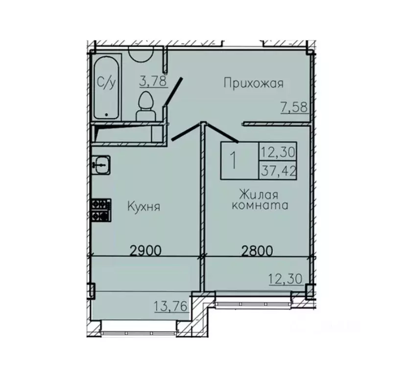 1-к кв. Ставропольский край, Пятигорск  (37.42 м) - Фото 1