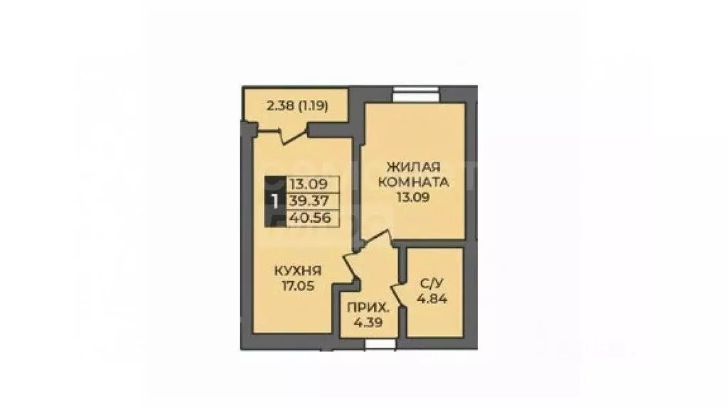 1-к кв. Оренбургская область, Оренбург ул. Ильи Глазунова, 4 (40.56 м) - Фото 2