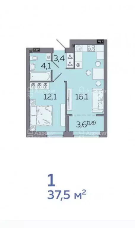 1-к кв. Волгоградская область, Волгоград ул. Владимира Петровского, 4 ... - Фото 2