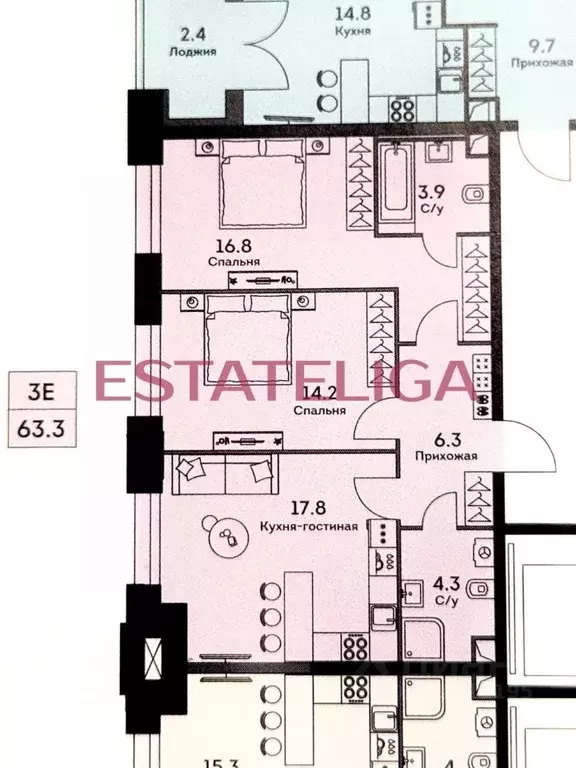 2-к кв. Москва ул. Архитектора Власова, 71к1 (64.0 м) - Фото 1
