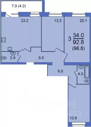 4-к кв. Вологодская область, Вологда Молодежная ул., 22 (96.8 м) - Фото 1