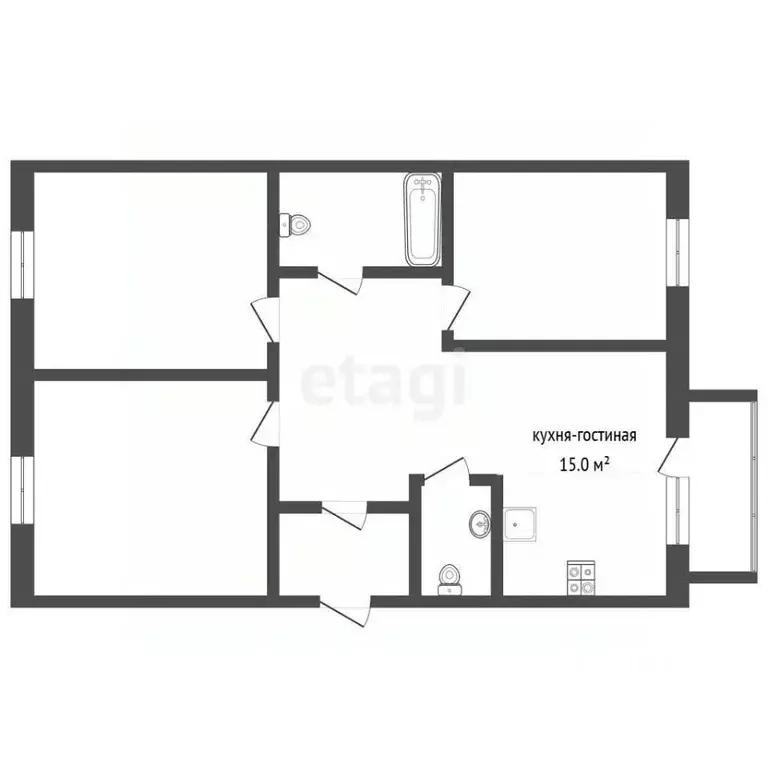 3-к кв. Челябинская область, Миасс бул. И.И. Седова, 10 (70.5 м) - Фото 2