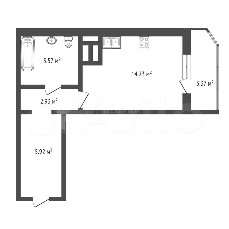 Квартира-студия, 29 м, 2/12 эт. - Фото 0