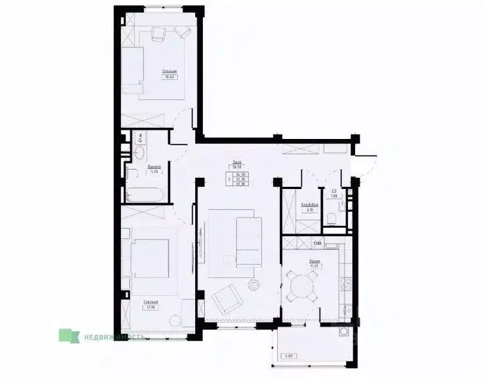 2-к кв. Ставропольский край, Ставрополь Полевая ул., 178стр1 (97.3 м) - Фото 1